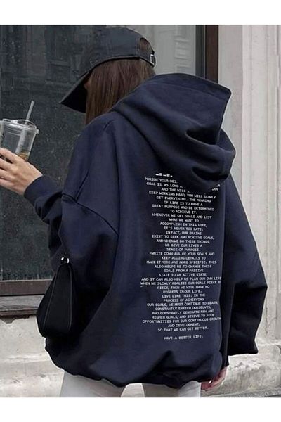 MOONBULL Unisex oversize mikina s potištěným textem na zádech