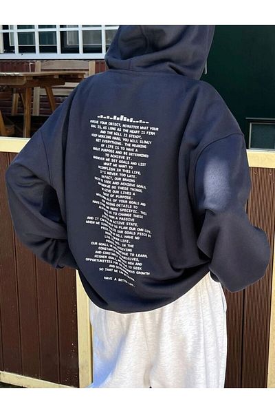 MOONBULL Unisex oversize mikina s potištěným textem na zádech