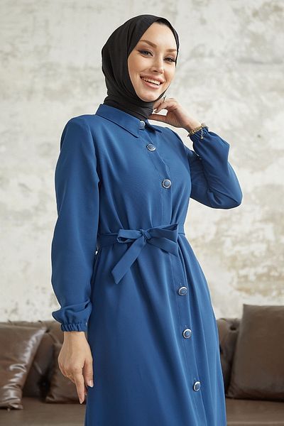 InStyle Linny gombos inggallér Abaya - indigó