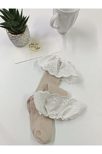 ESES BEBE جوارب للأطفال الرضع تصل إلى الركبة باللون البيج