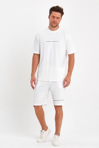 MADZEYMODA Ανδρικό πλεκτό ύφασμα σε λευκό χρώμα στο κάτω μέρος