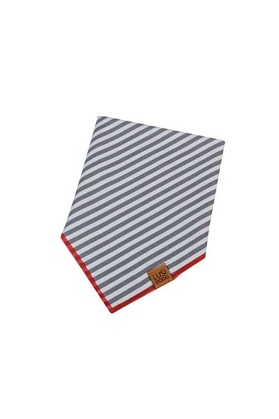 Lusi Doog Striped Dog Scarf - Dog Bandana (SIZE S - M - L) With Red Detail