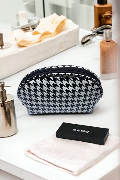 RIPSTAR حقيبة مستحضرات تجميل جلدية بيضاوية منقوشة ثلاثية الأبعاد ومنظم متعدد ...