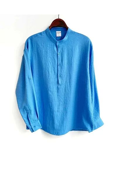 KUN SPORTSWEAR Cămașă de in Oversize Design Special Model cu rever