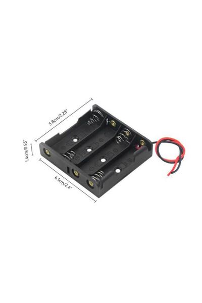 WOZLO 4'lü Aaa Küçük Kalem Pil Kutusu Yuvası Kablolu Kalem Pil Tutucu