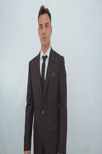 Presto Men's Slimfit Suit with Vest 6 Drop Claret Red-773-800