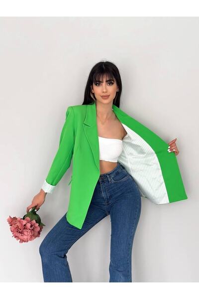 han fashion Sako s dvouřadým límcem bez knoflíků a skládacím rukávem