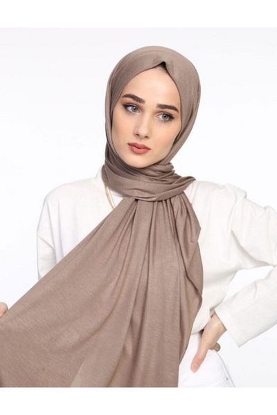 Quqqascarf Women's Dark Beige Cotton Combed Shawl