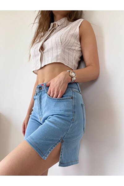 elnisgym YAN YIRTMAÇLI KOT ŞORT