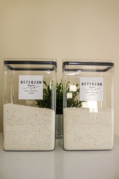 GÖKÇEHOME 2'li Büyük Boy Deterjan Beyazlar ve Renkliler Saklama Kabı Vakumlu Kapak Pratik Banyo Düzenleyici