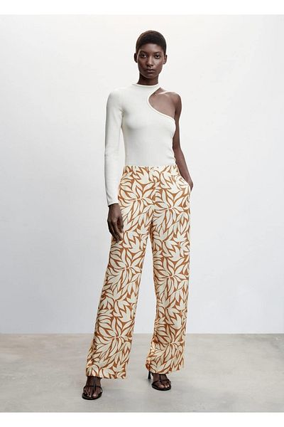 MANGO Woman Patterned Palazzo Trousers