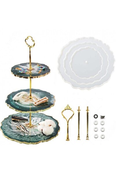 Eminonutoptanci Epoksi Silikon Cupcake Standı Kalıp Yuvarlak 3 Lü Kek Standı