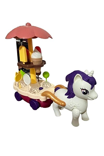 JOYFUL CHİLD Unicorn Ice Cream Cart Portable Ice Cream Cart with Sound and Light 30 cm