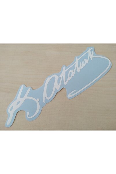 DNZSM K. ATATURK STICKER White 22x6cm ATATURK SIGNATURE STICKER, ATATURK STIC...