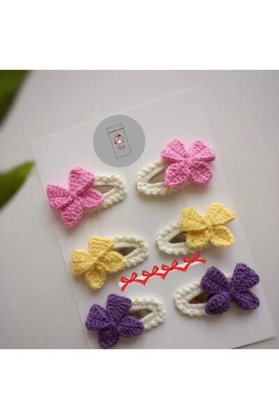 zanaatçı anne Amigurumi Handmade Set of 6 Colorful Bow Snap Buckles