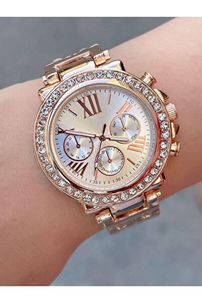 Bimodabu ساعة يد نسائية بأرقام رومانية مرصعة بالأحجار