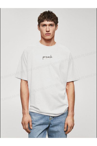 Pear Wear Preach εμπριμέ ανδρικό βαμβακερό μπλουζάκι oversize