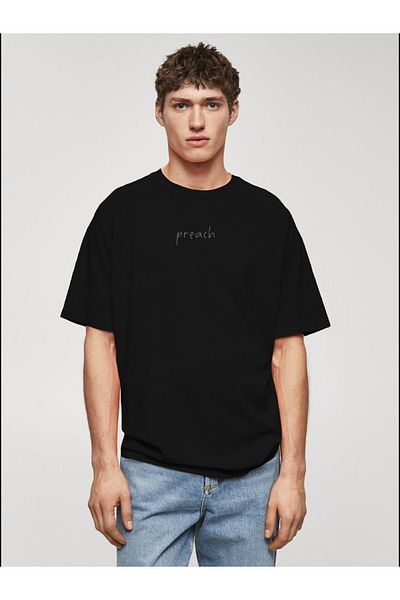 Pear Wear Preach εμπριμέ ανδρικό βαμβακερό μπλουζάκι oversize