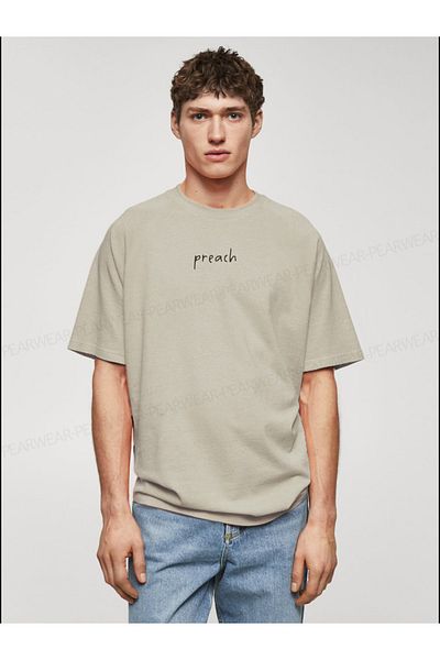 Pear Wear Ανδρικό μπλουζάκι Preach Printed Cotton Crew Neck Oversize