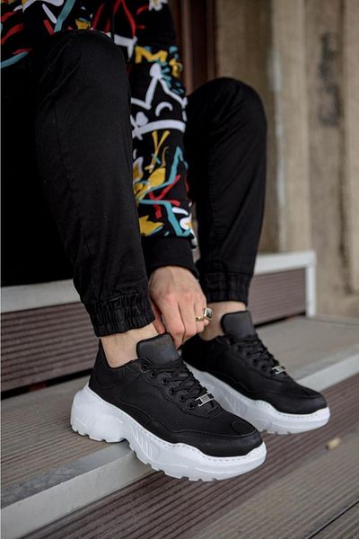 Joy Man J-N75 Pantofi sport casual pentru bărbați, cu talpă ortopedică cu șireturi, BT Black