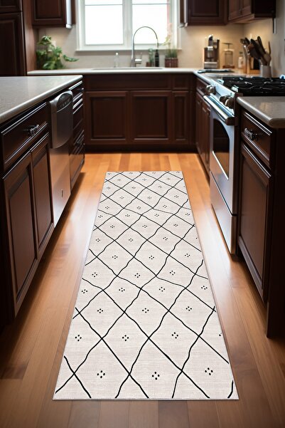 Viva Home Kemik Yıkanabilir Kaymaz Tabanlı Etnik Desen Kesme Rulo Yolluk Özel...