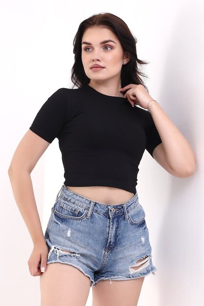 winmoda TRICOU CURTO DE DAMĂ CU MÂNECI SCURTE / TRICOU SCURT DE DAMĂ CU MÂNECI SCURTE