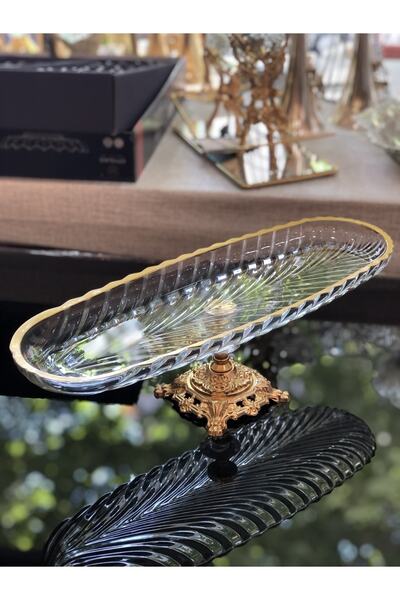 Royal Aksesuar Gilded Zamak Standing Glass Plate