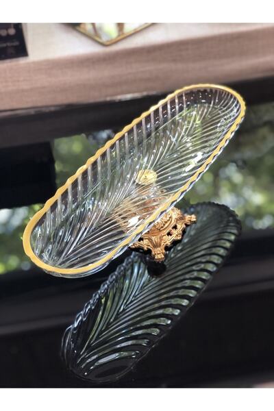 Royal Aksesuar Gilded Zamak Standing Glass Plate