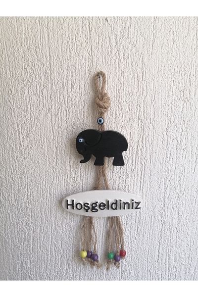 Grimsi زخرفة حائط باب الترحيب المزخرفة على شكل فيل أسود