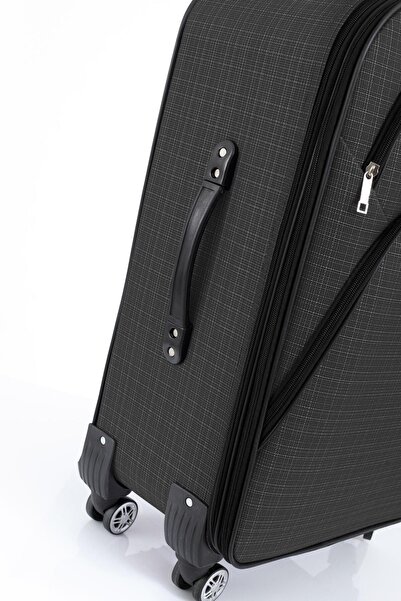 fawori deri Gedox Büyük Boy 4 Teker Kumaş Valiz Antrasit 1081