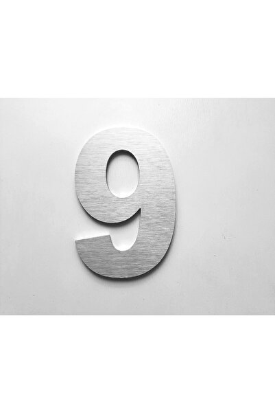 Door, Apartment,Building, Number 6 cm No:9 brush pattern STAINLESS STEEL METAL Self Adhesive Number
