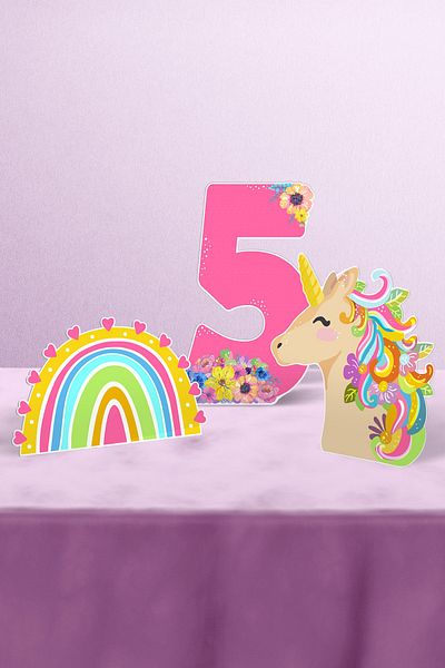 Hey Parti Στολίδι για τραπέζι Unicorn Birthday Concept Age 5