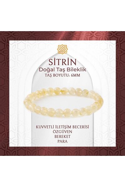 Saff Doğal Taş Citrine 6mm Natural Stone Bracelet