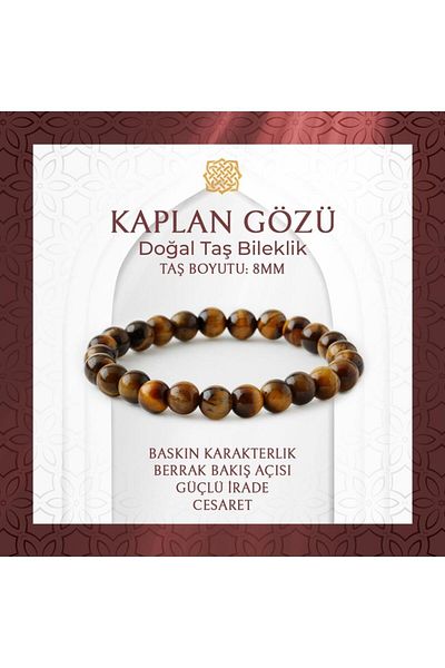 Saff Doğal Taş Tiger Eye 8mm Natural Stone Bracelet