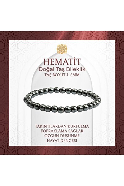 Saff Doğal Taş Hematit Doğal Taş Bileklik 6mm