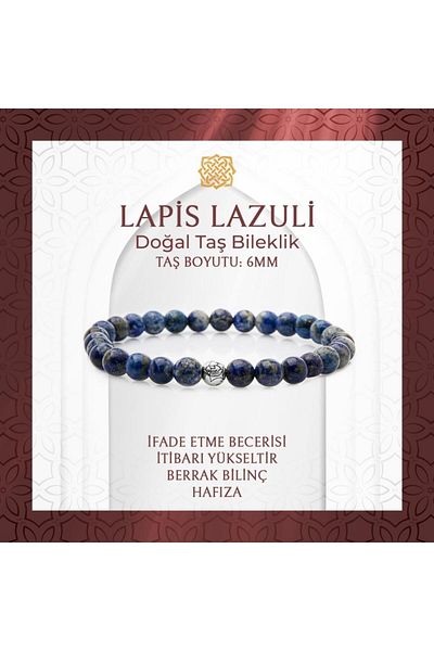 Saff Doğal Taş Lapis Lazuli 6mm Natural Stone Bracelet