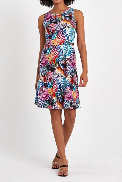 ESPİNA Multicolored A-Line Mini Knitted Patterned Dress