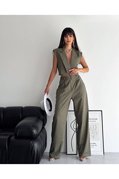 Bella Breeze Double Breasted Collar Jacket and Crop Pants Suit - Zero Sleeve