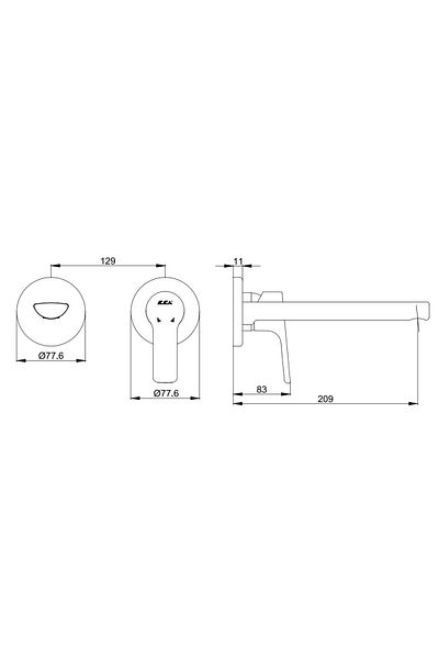 Eca Built-in Luna Sink Faucet Surface Mounted Double Rosette102167606-YY