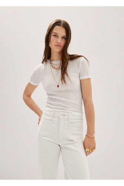 MANGO Woman Tricou cu plasă subțire