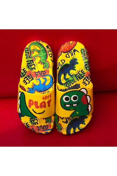 Pandalina Dinosaur Figured Children's Slippers, Non-Slip Sole Children's Slippers, Sea Pool Slippers