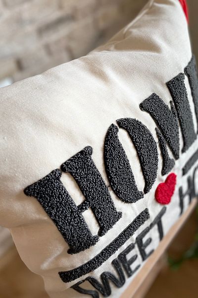SWITA Punch Embroidered Single Decorative Home Sweet Home Throw Pillow Cover (PANCH)