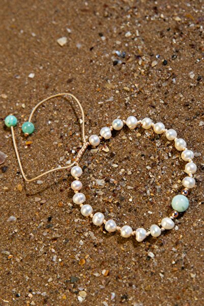 Deniz Doğal Taş Certified Influencer Bracelet with Natural Stone - Amazonite, Pearl, Hematite