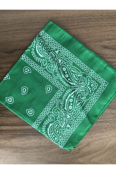 BANDANA MARKETİ Green Unisex Ethnic Patterned 100% Cotton Bandana - Add 4 to Basket Pay 3