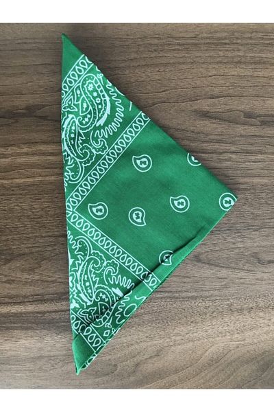 BANDANA MARKETİ Green Unisex Ethnic Patterned 100% Cotton Bandana - Add 4 to Basket Pay 3