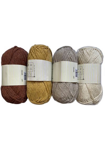 Körfez Hobi Market Σετ 4 βαμβακερά 100% βαμβακερά παντσί (PUNCH) και σχοινί Amigurumi (Πλακάκι - Μουστάρδα - Μπεζ - Κρέμα)