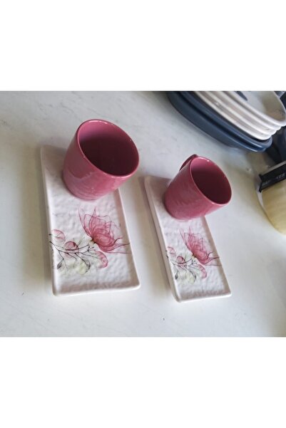 Keramika 4 Pieces Coffee Cup for 2 People Pink