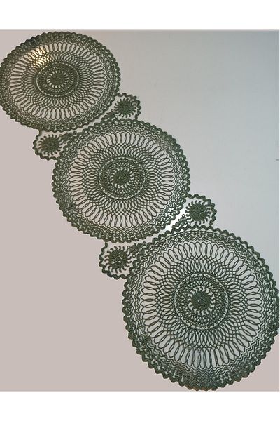 SosyeteDükkanı Runner verde cu dantelă (115X35CM)