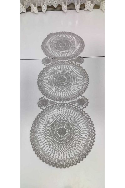 SosyeteDükkanı Runner verde cu dantelă (115X35CM)