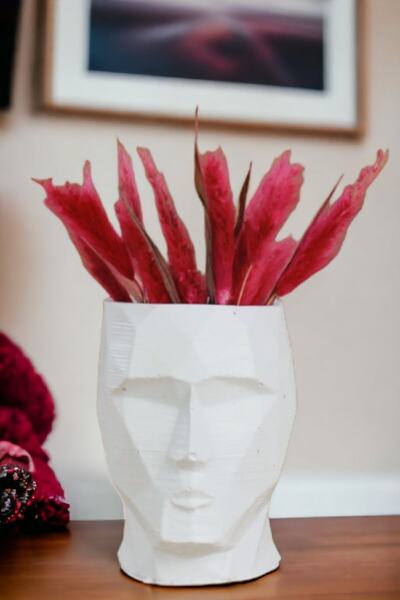 YAYBOX Dekoratif Vazo El Yapımı Beyaz Renk Model 15